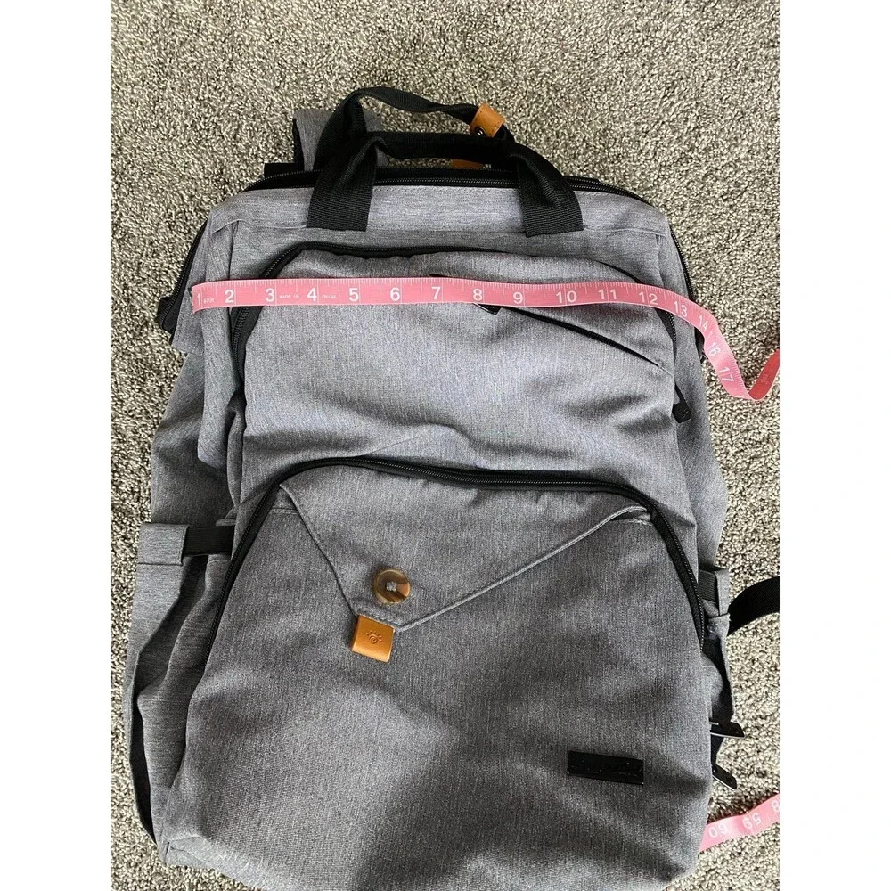 Gray Diaper Bag Backpack Large Travel Baby Bag Multi Pocket Organizer